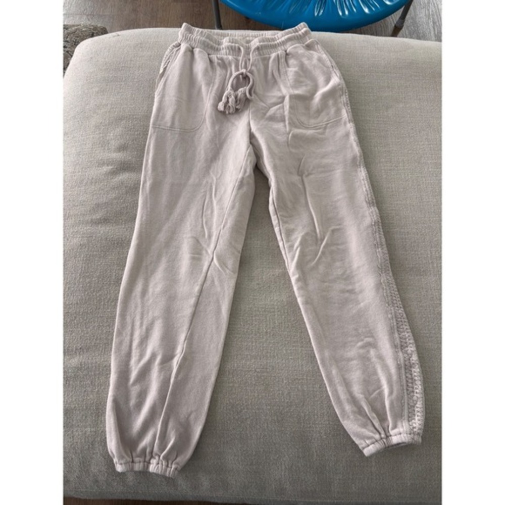 Free People Cream Drawstring Track Joggers